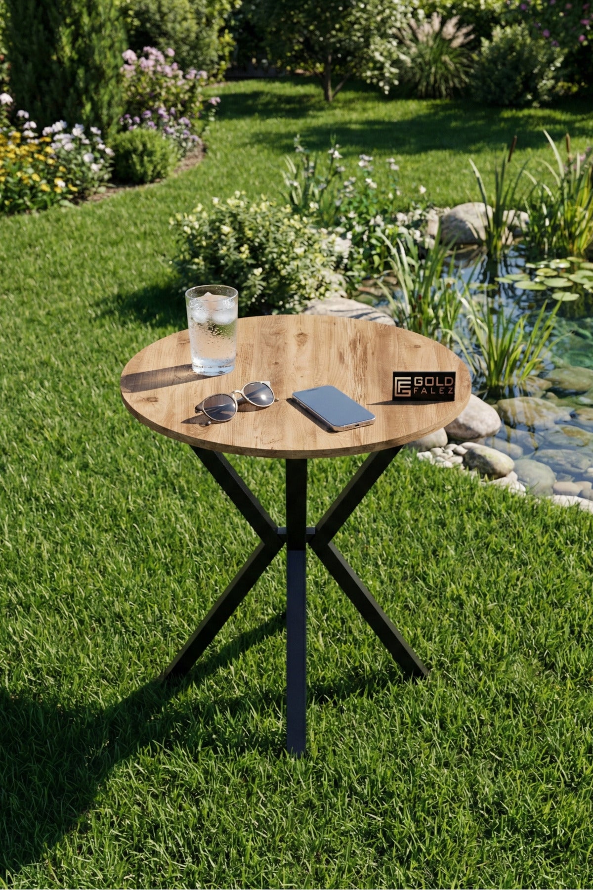 Mutfak Masası Yuvarlak 70 Çap Metal Ayak Yemek Masası Modern Balkon Bahçe Cafe Masa