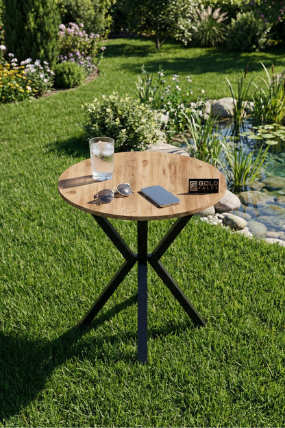 Mutfak Masası Yuvarlak 70 Çap Metal Ayak Yemek Masası Modern Balkon Bahçe Cafe Masa