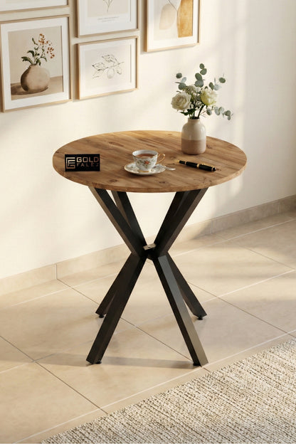 Mutfak Masası Yuvarlak 70 Çap Metal Ayak Yemek Masası Modern Balkon Bahçe Cafe Masa