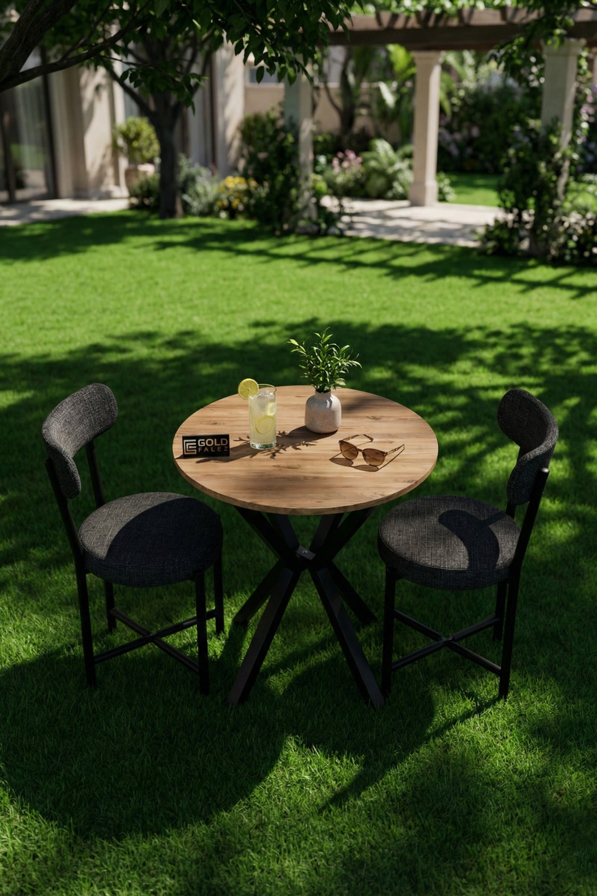 Mutfak Masası Yuvarlak 70 Çap Metal Ayak Yemek Masası Modern Balkon Bahçe Cafe Masa