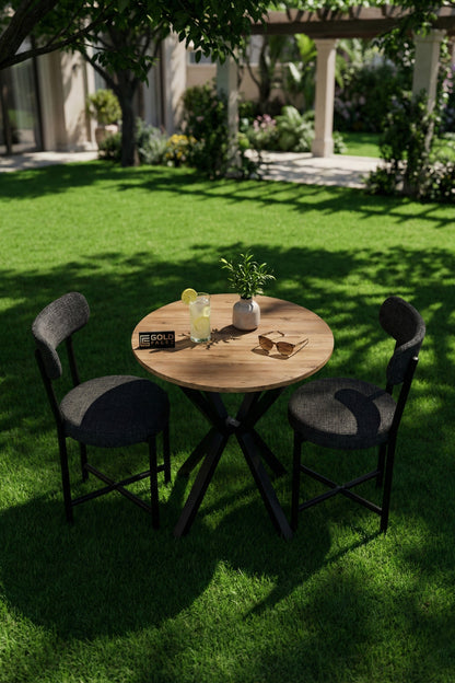 Mutfak Masası Yuvarlak 70 Çap Metal Ayak Yemek Masası Modern Balkon Bahçe Cafe Masa