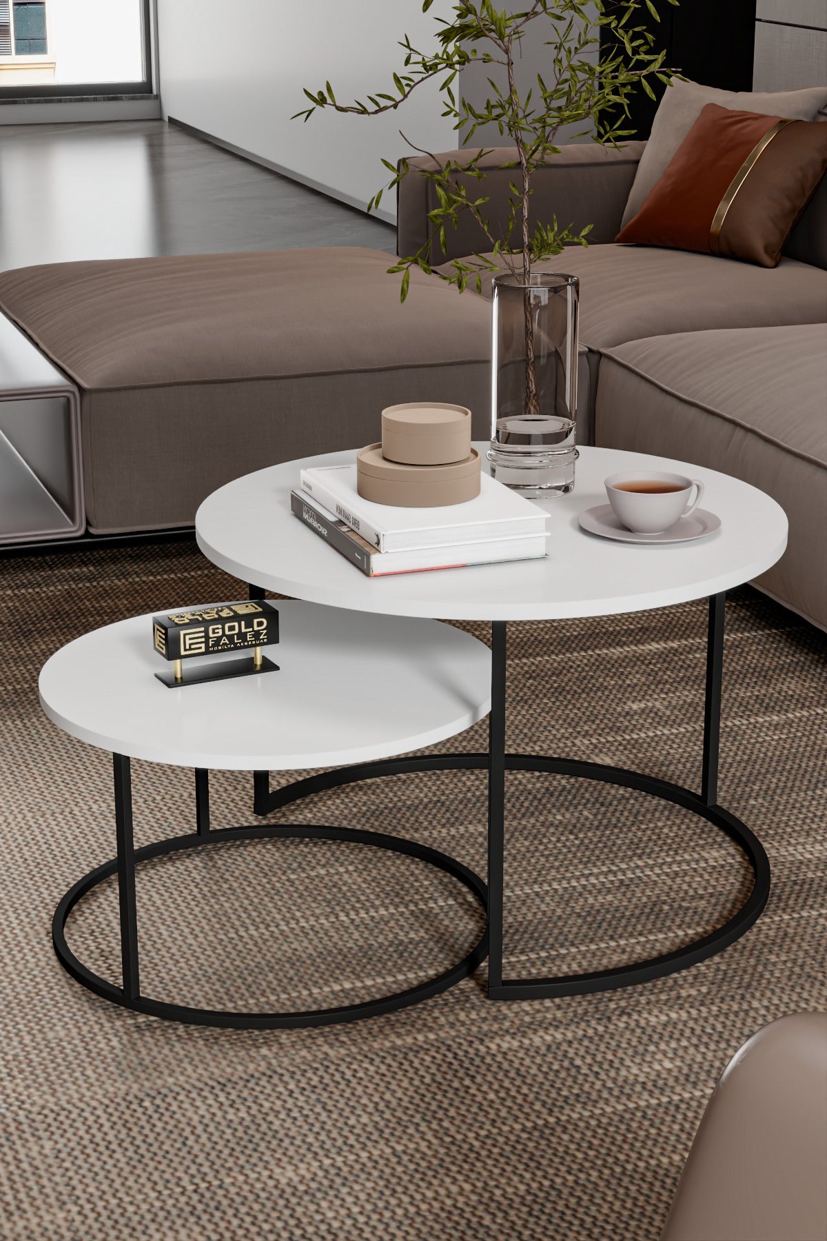 Orta Sehpa Bade İkili Lüx Yan Sehpa Masa