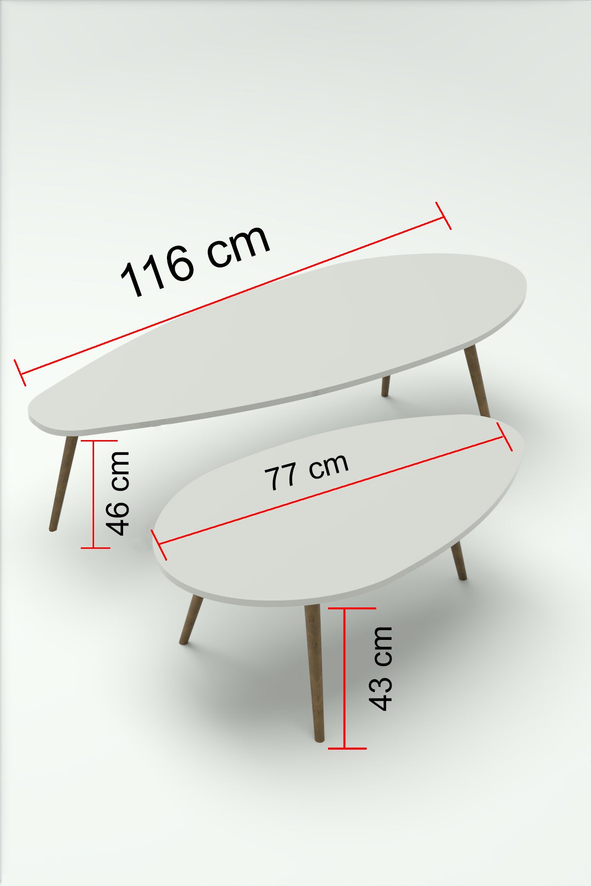 Orta Sehpa Seti Modern 2’li Ahşap Ayaklı Salon Oturma Odası Dekoratif Sehpa Takımı