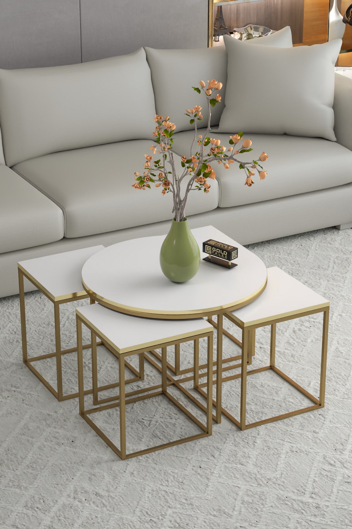 ORTA SEHPA VE ZİGON SEHPA OVAL LÜX 5'Lİ SET