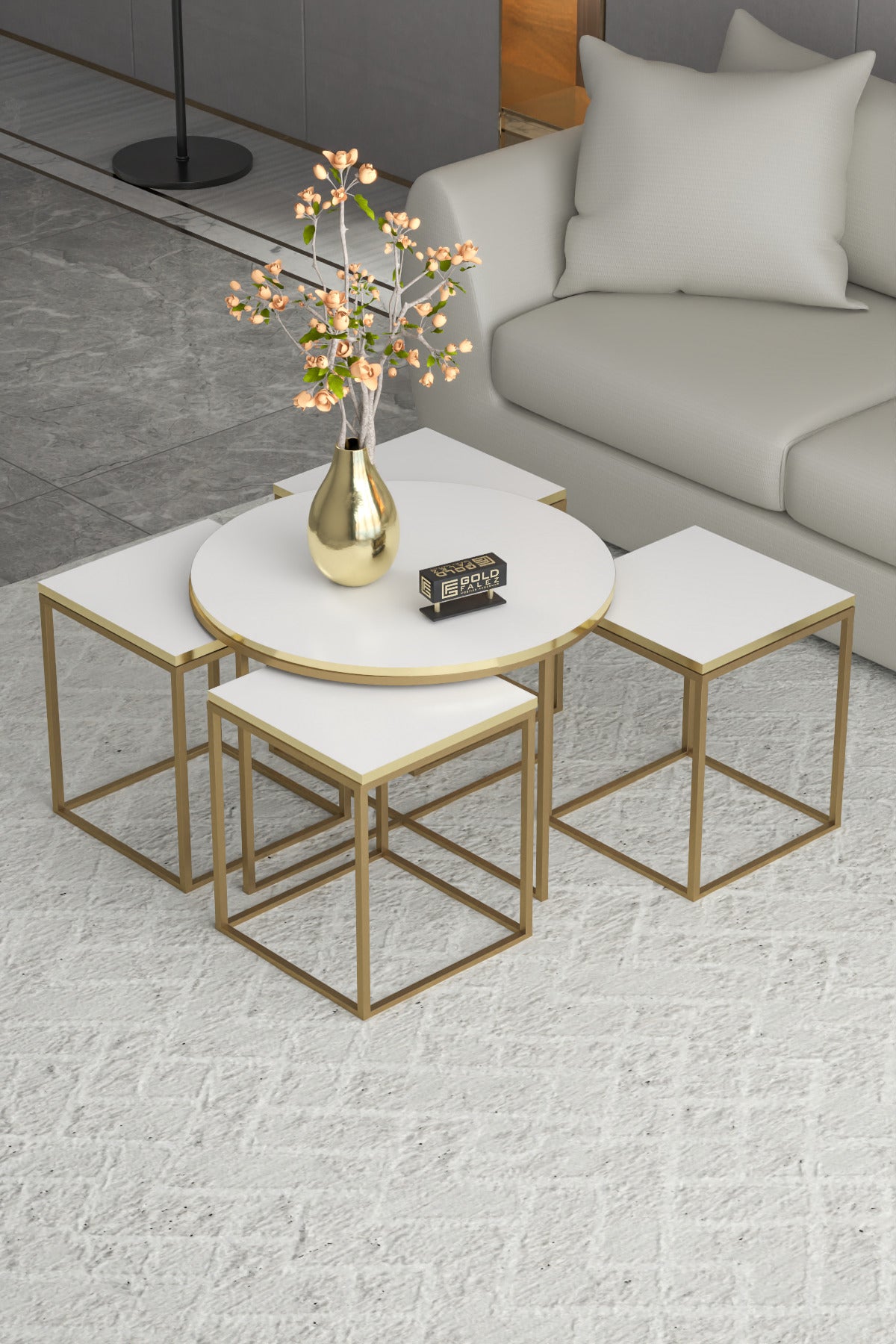 ORTA SEHPA VE ZİGON SEHPA OVAL LÜX 5'Lİ SET