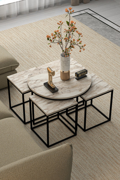 ORTA SEHPA VE ZİGON SEHPA OVAL LÜX 5'Lİ SET