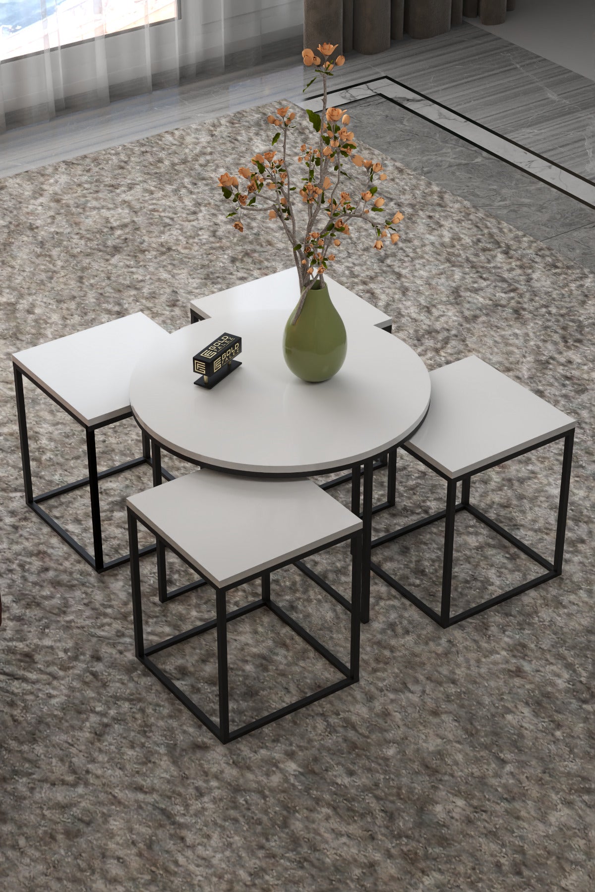 ORTA SEHPA VE ZİGON SEHPA OVAL LÜX 5'Lİ SET