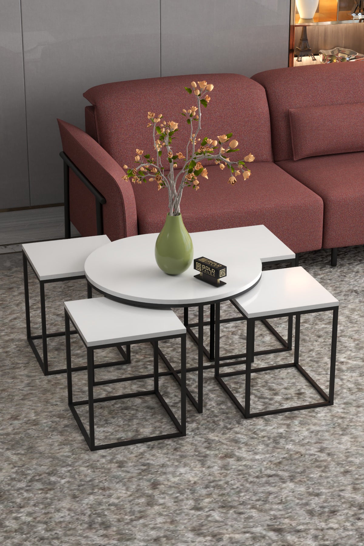 ORTA SEHPA VE ZİGON SEHPA OVAL LÜX 5'Lİ SET