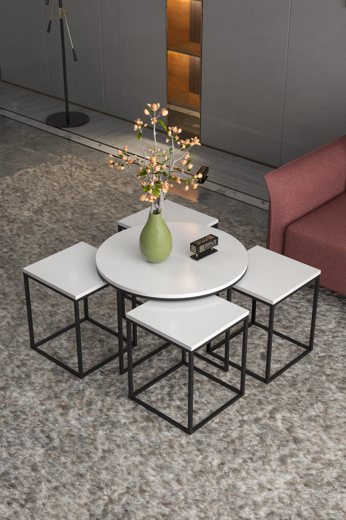 ORTA SEHPA VE ZİGON SEHPA OVAL LÜX 5'Lİ SET