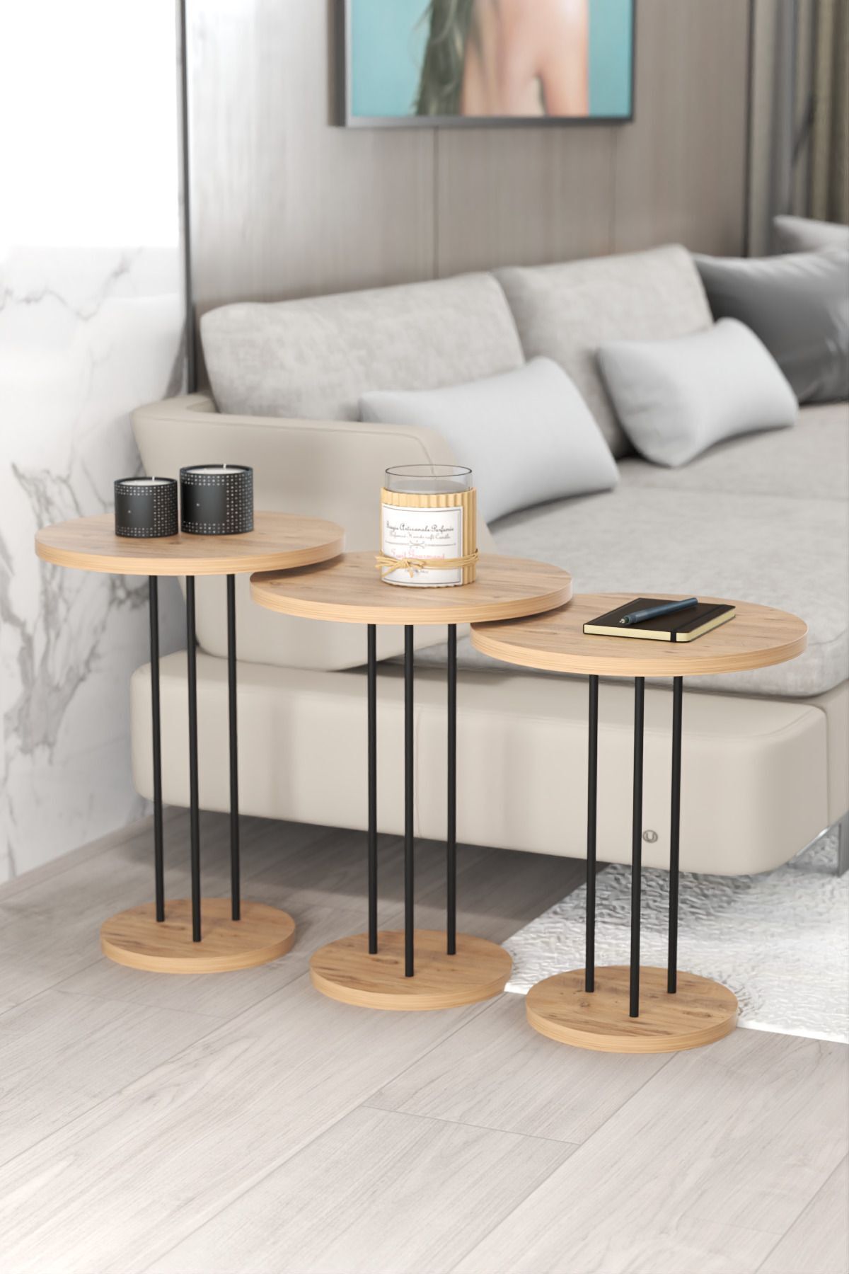 Orta Sehpa Ve Zigon Sehpa Terra 4 Lü Set