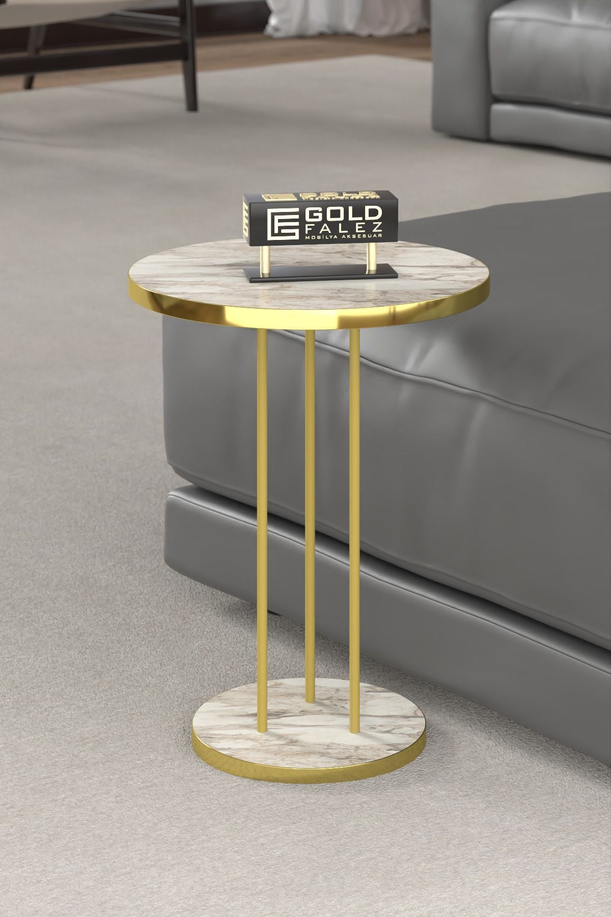 Orta Sehpa Ve Zigon Sehpa Terra Set Gold