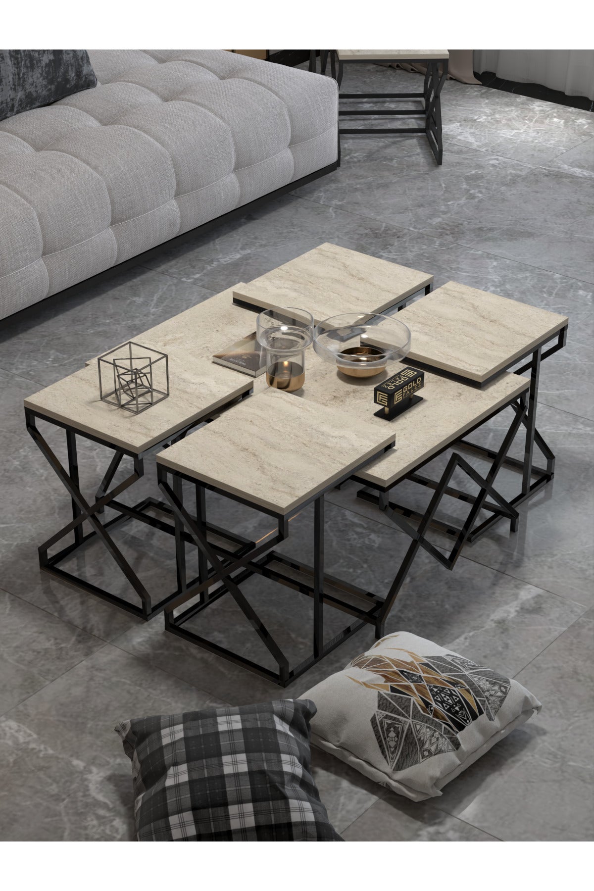 Orta Sehpa Ve Zigon Sehpa V Lüx 5'Li Set