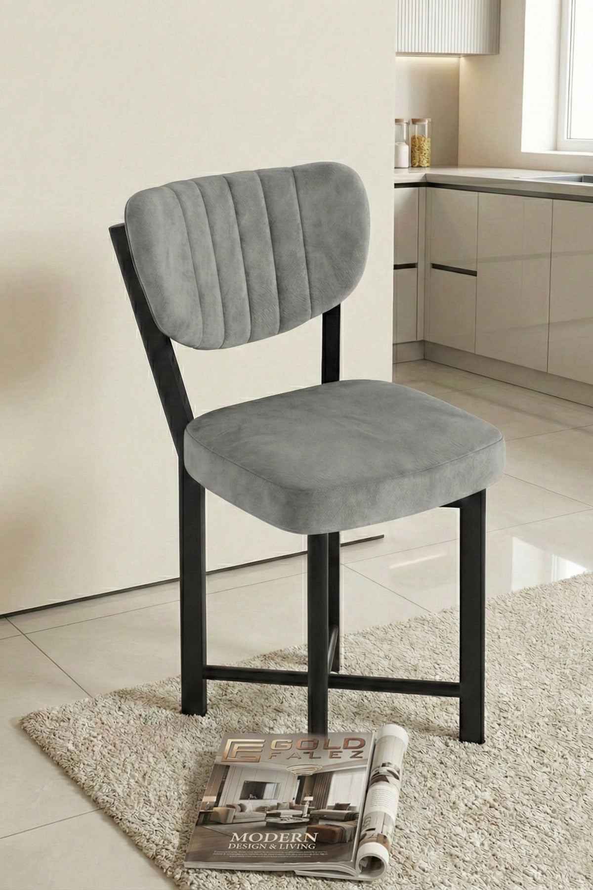 Sandalye 1 Adet Baby Face Kumaş Metal Modern Mutfak Sandalyesi Cafe Balkon Ofis Elma