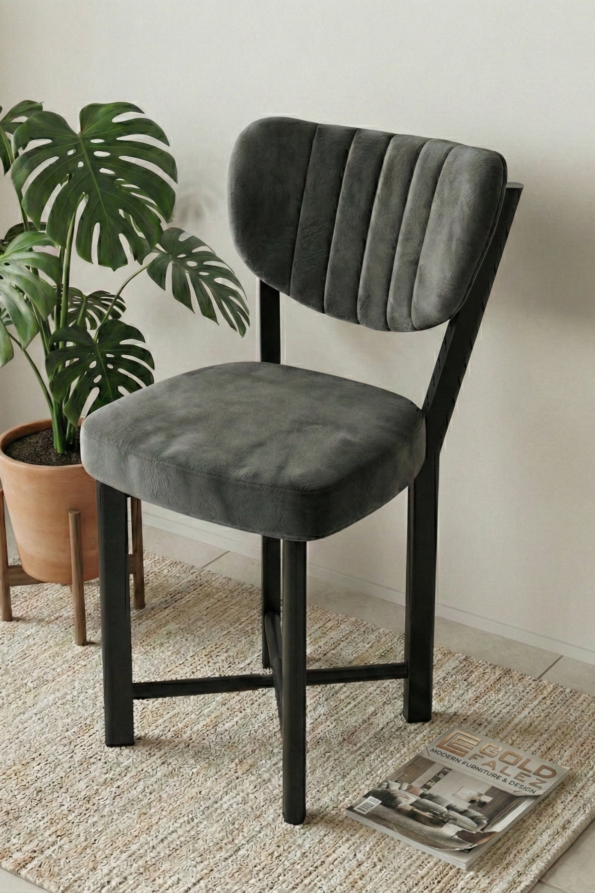 Sandalye 1 Adet Baby Face Kumaş Metal Modern Mutfak Sandalyesi Cafe Balkon Ofis Elma