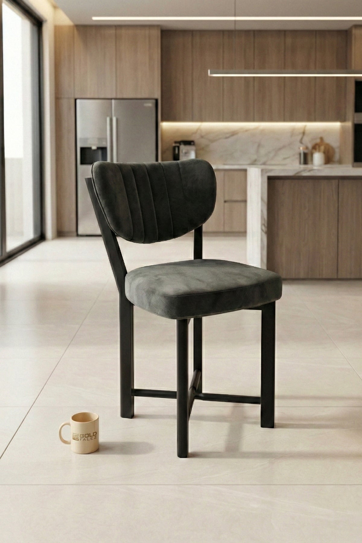 Sandalye 1 Adet Baby Face Kumaş Metal Modern Mutfak Sandalyesi Cafe Balkon Ofis Elma