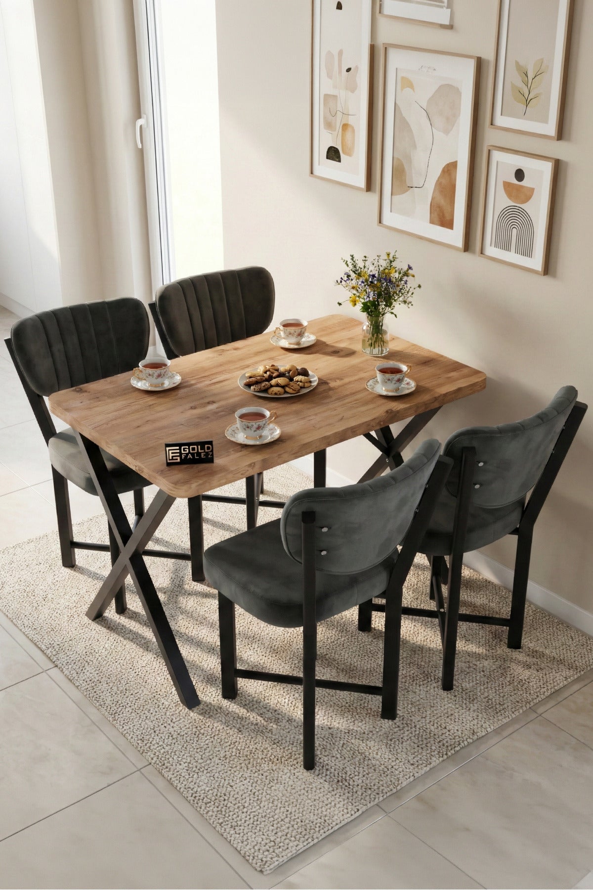 Sandalye 1 Adet Baby Face Kumaş Metal Modern Mutfak Sandalyesi Cafe Balkon Ofis Elma