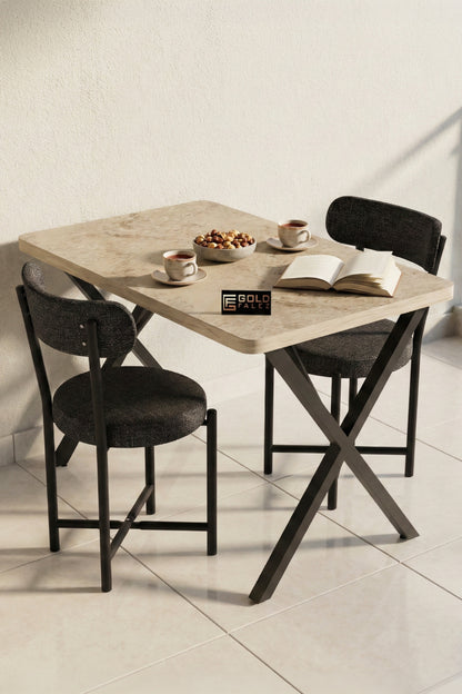 Sandalye 1 Adet Keten Kumaş Metal Ayak Modern Mutfak Sandalyesi Cafe Balkon Ofis Teddy
