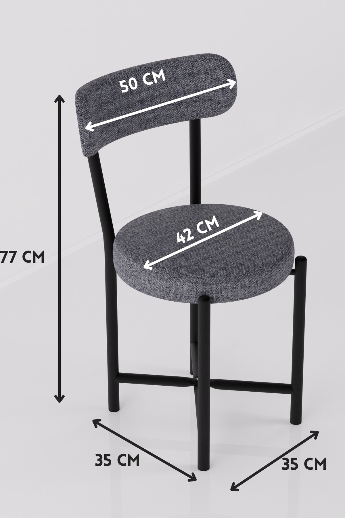 Sandalye 1 Adet Keten Kumaş Metal Ayak Modern Mutfak Sandalyesi Cafe Balkon Ofis Teddy