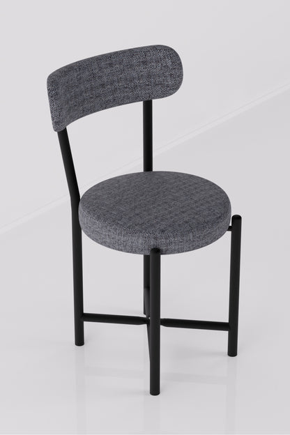 Sandalye 1 Adet Keten Kumaş Metal Ayak Modern Mutfak Sandalyesi Cafe Balkon Ofis Teddy
