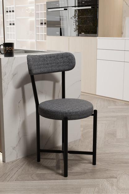 Sandalye 1 Adet Keten Kumaş Metal Ayak Modern Mutfak Sandalyesi Cafe Balkon Ofis Teddy