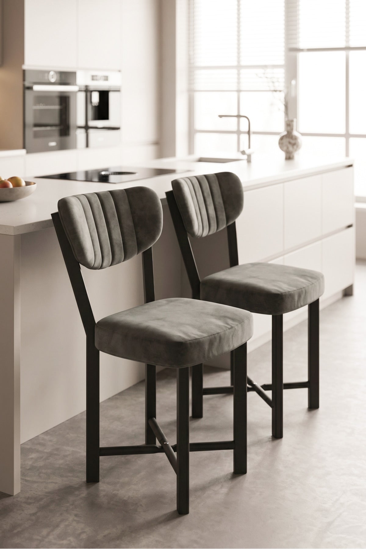 Sandalye 2 Adet Baby Face Kumaş Metal Ayak Modern Mutfak Sandalyesi Cafe Balkon Ofis Elma