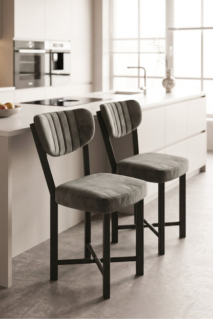 Sandalye 2 Adet Baby Face Kumaş Metal Ayak Modern Mutfak Sandalyesi Cafe Balkon Ofis Elma