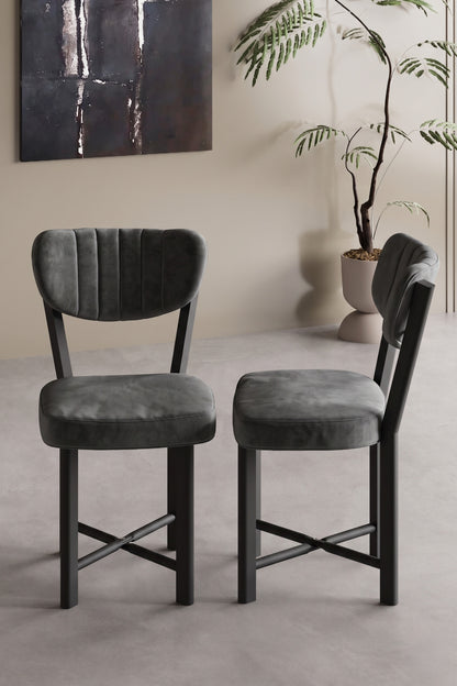 Sandalye 2 Adet Baby Face Kumaş Metal Ayak Modern Mutfak Sandalyesi Cafe Balkon Ofis Elma