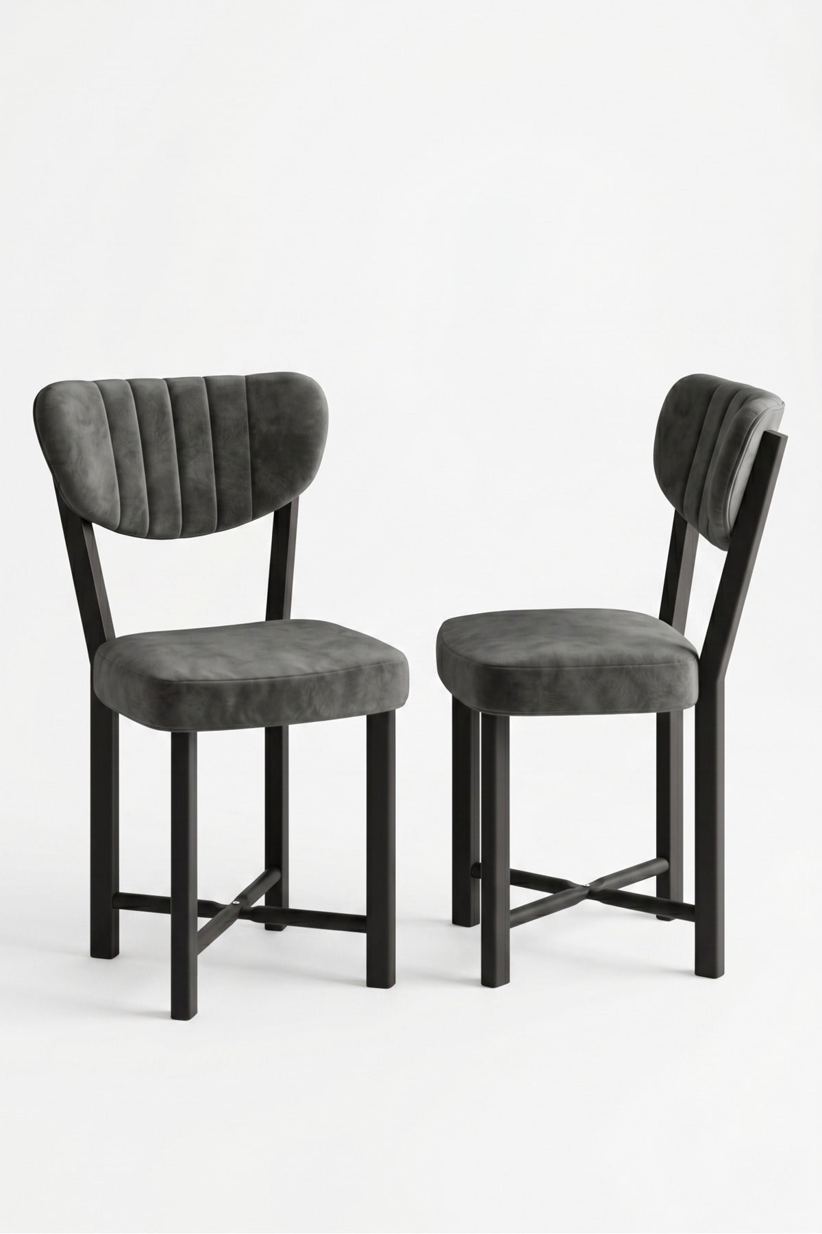 Sandalye 2 Adet Baby Face Kumaş Metal Ayak Modern Mutfak Sandalyesi Cafe Balkon Ofis Elma