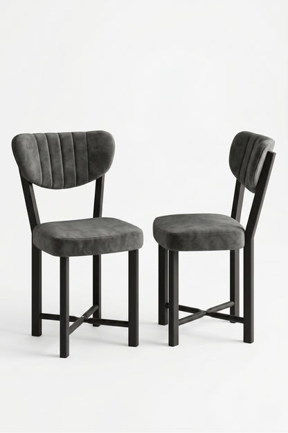 Sandalye 2 Adet Baby Face Kumaş Metal Ayak Modern Mutfak Sandalyesi Cafe Balkon Ofis Elma