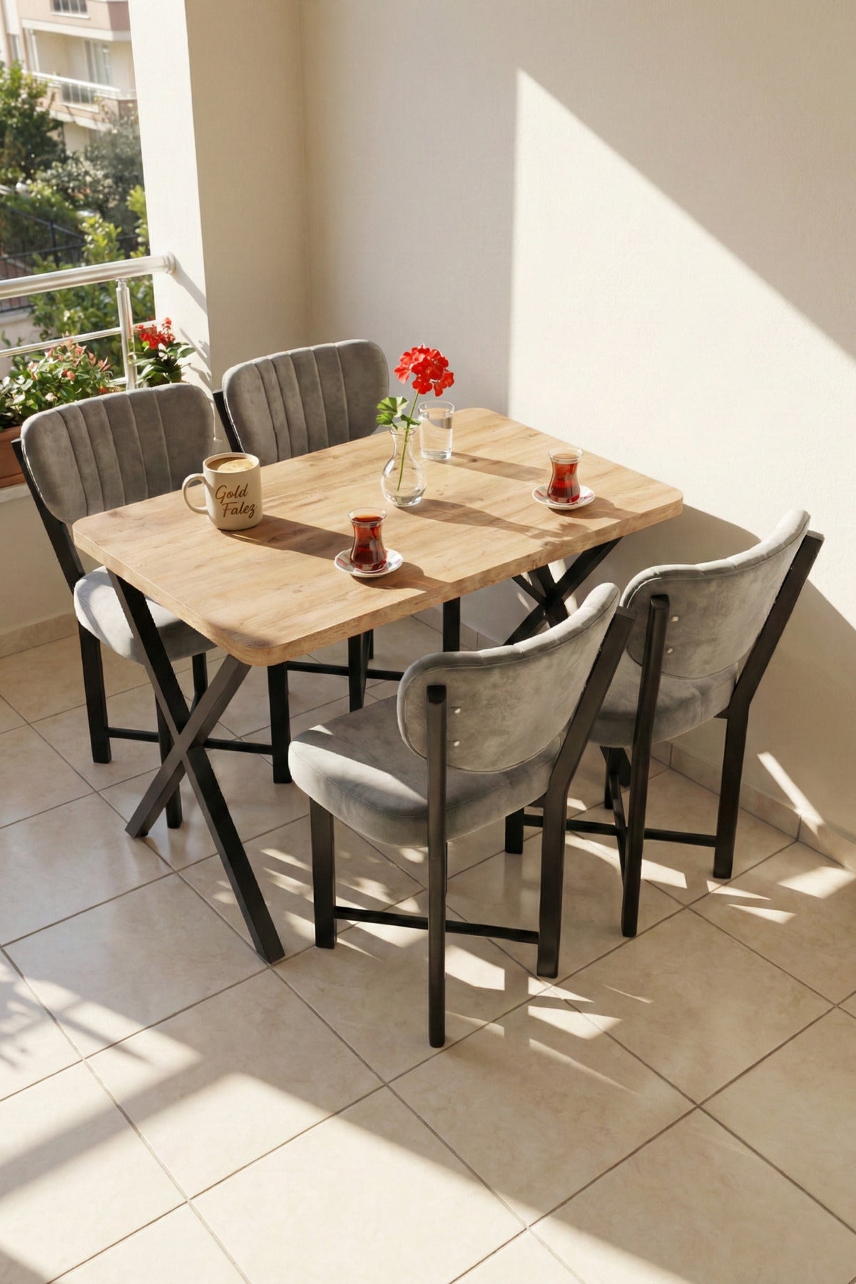Sandalye 2 Adet Baby Face Kumaş Metal Ayak Modern Mutfak Sandalyesi Cafe Balkon Ofis Elma