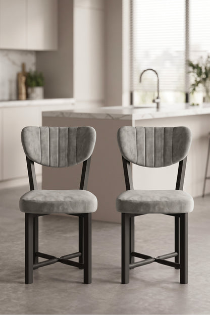 Sandalye 2 Adet Baby Face Kumaş Metal Ayak Modern Mutfak Sandalyesi Cafe Balkon Ofis Elma