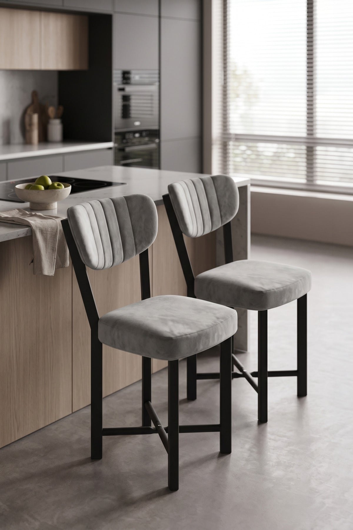 Sandalye 2 Adet Baby Face Kumaş Metal Ayak Modern Mutfak Sandalyesi Cafe Balkon Ofis Elma