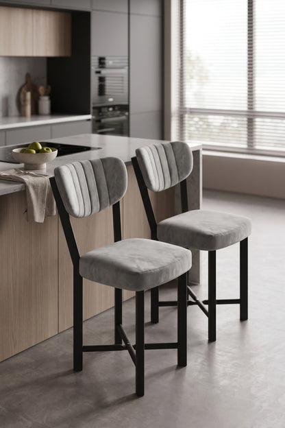 Sandalye 2 Adet Baby Face Kumaş Metal Ayak Modern Mutfak Sandalyesi Cafe Balkon Ofis Elma
