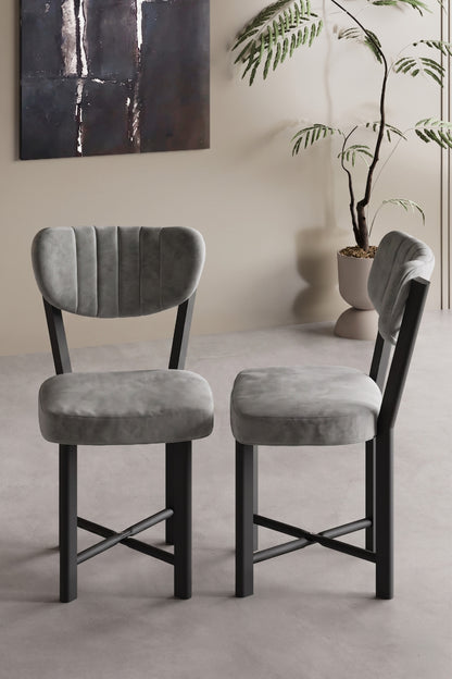 Sandalye 2 Adet Baby Face Kumaş Metal Ayak Modern Mutfak Sandalyesi Cafe Balkon Ofis Elma