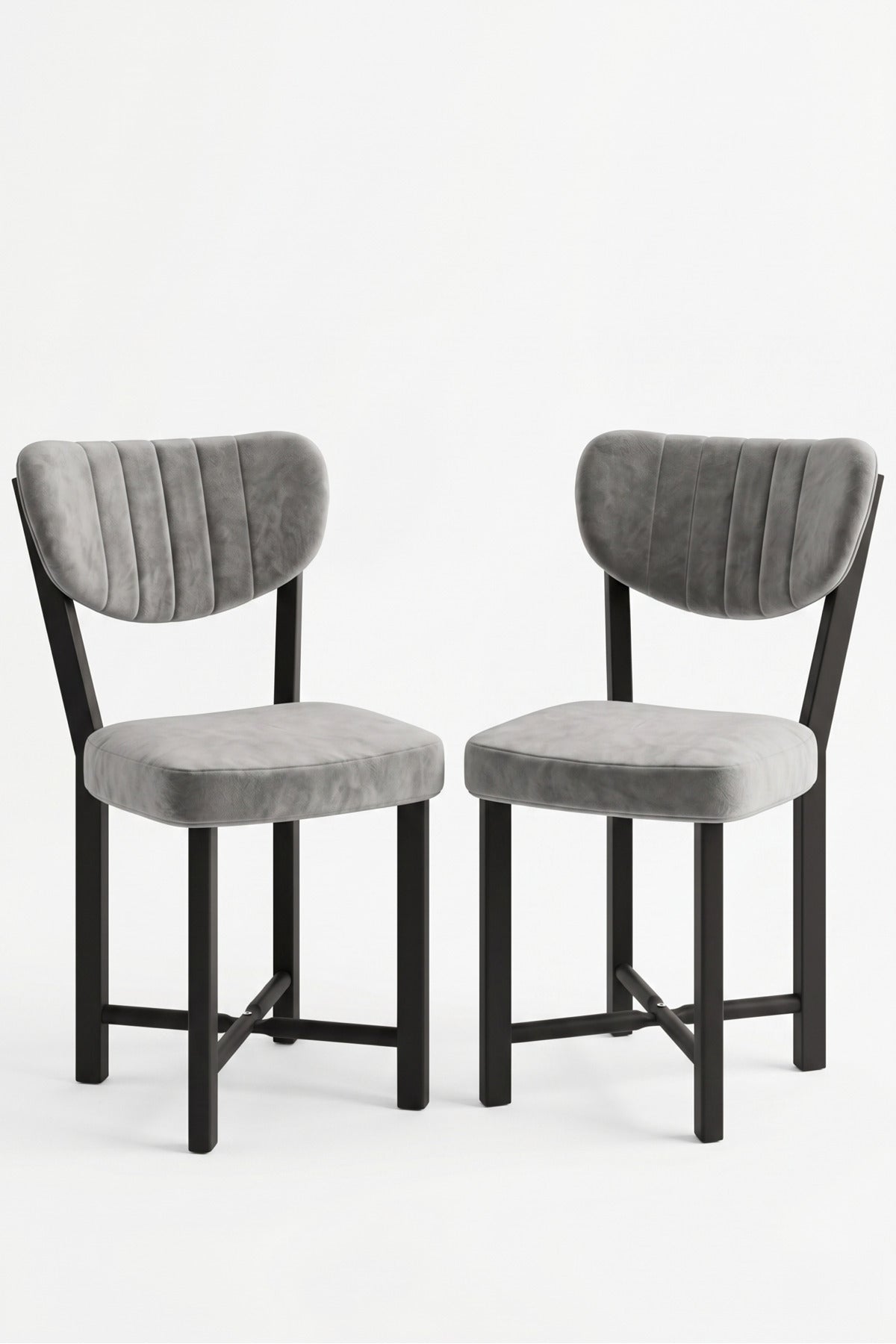 Sandalye 2 Adet Baby Face Kumaş Metal Ayak Modern Mutfak Sandalyesi Cafe Balkon Ofis Elma
