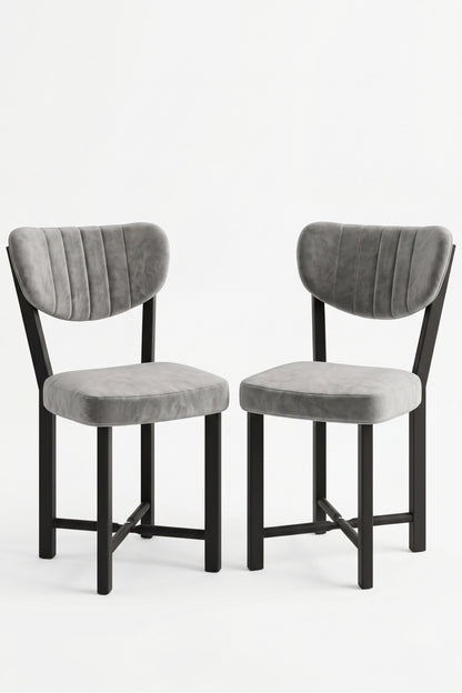 Sandalye 2 Adet Baby Face Kumaş Metal Ayak Modern Mutfak Sandalyesi Cafe Balkon Ofis Elma
