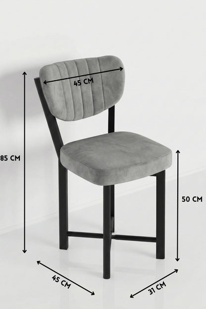 Sandalye 2 Adet Baby Face Kumaş Metal Ayak Modern Mutfak Sandalyesi Cafe Balkon Ofis Elma