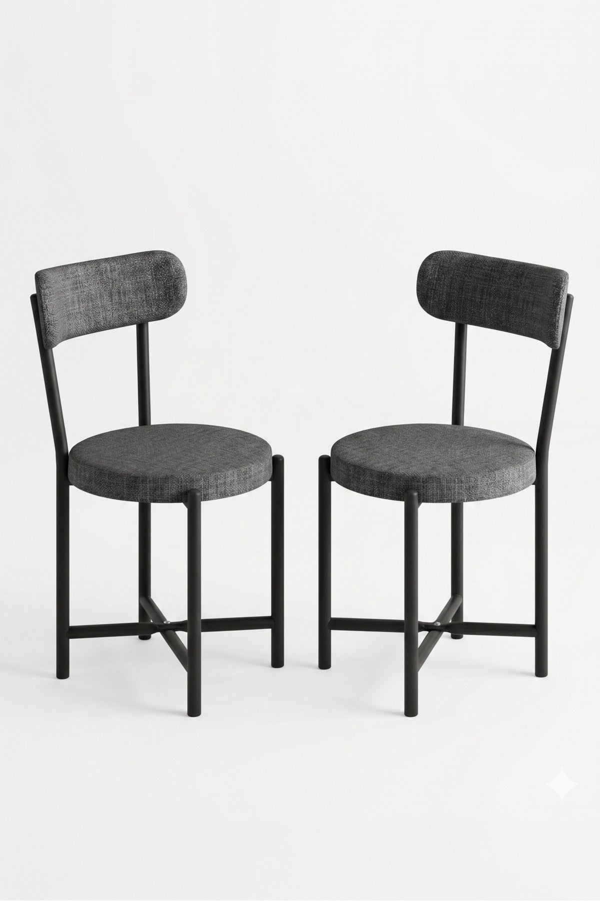 Sandalye 2 Adet Keten Kumaş Metal Ayak Modern Mutfak Sandalyesi Cafe Balkon Ofis Teddy