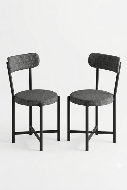 Sandalye 2 Adet Keten Kumaş Metal Ayak Modern Mutfak Sandalyesi Cafe Balkon Ofis Teddy