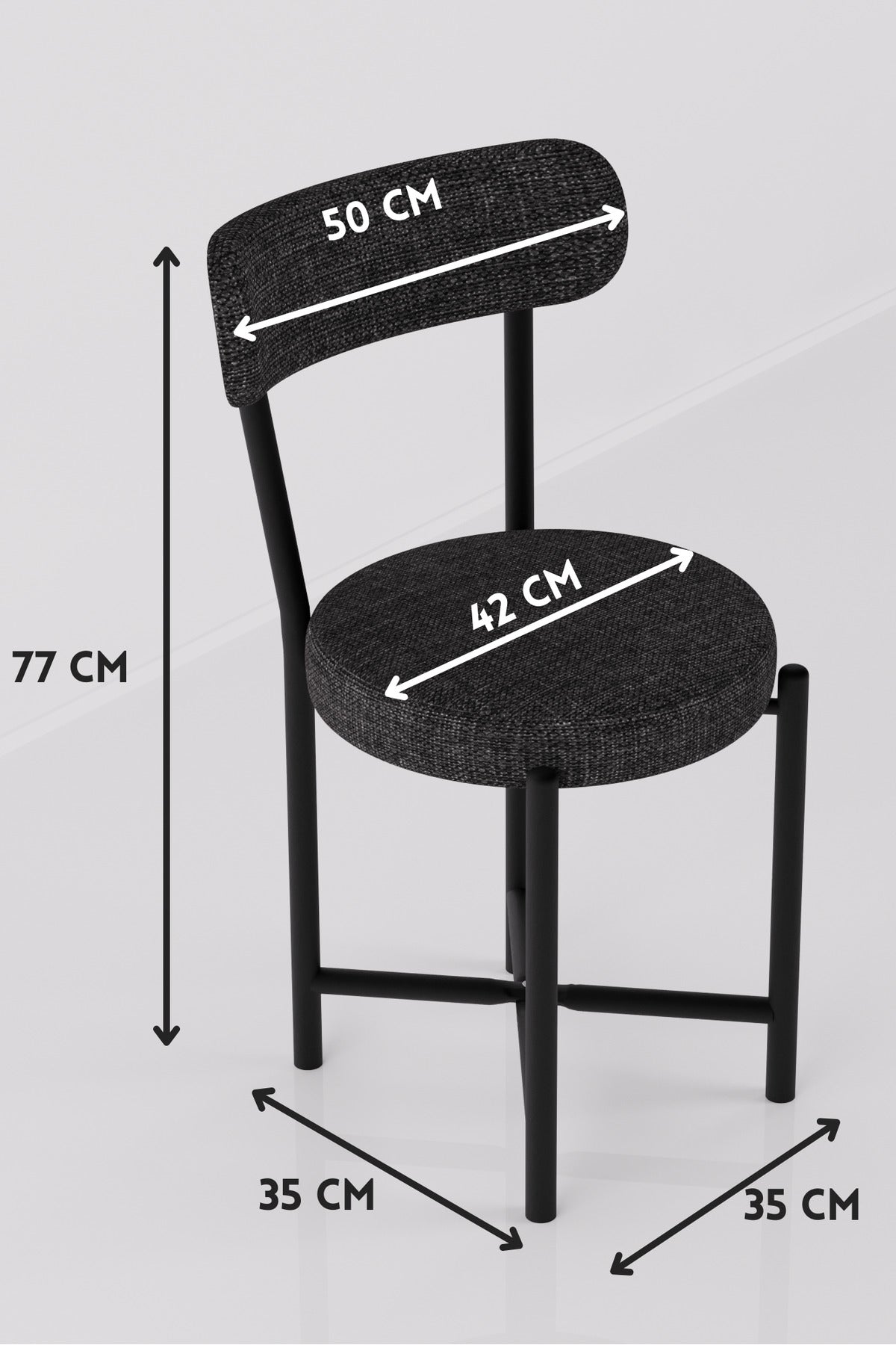 Sandalye 2 Adet Keten Kumaş Metal Ayak Modern Mutfak Sandalyesi Cafe Balkon Ofis Teddy