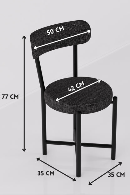 Sandalye 2 Adet Keten Kumaş Metal Ayak Modern Mutfak Sandalyesi Cafe Balkon Ofis Teddy