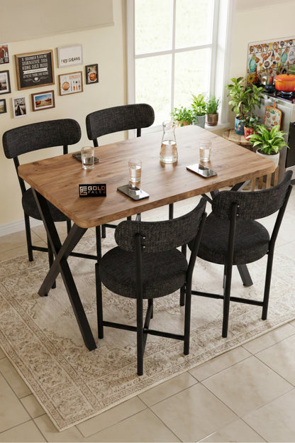 Sandalye 2 Adet Keten Kumaş Metal Ayak Modern Mutfak Sandalyesi Cafe Balkon Ofis Teddy