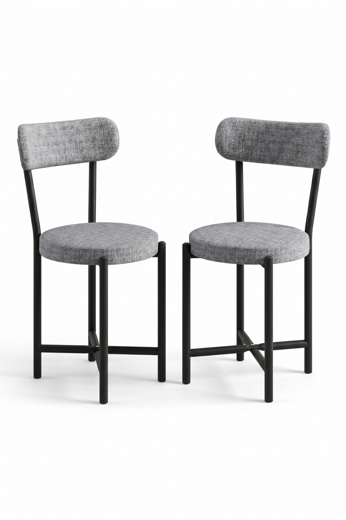 Sandalye 2 Adet Keten Kumaş Metal Ayak Modern Mutfak Sandalyesi Cafe Balkon Ofis Teddy