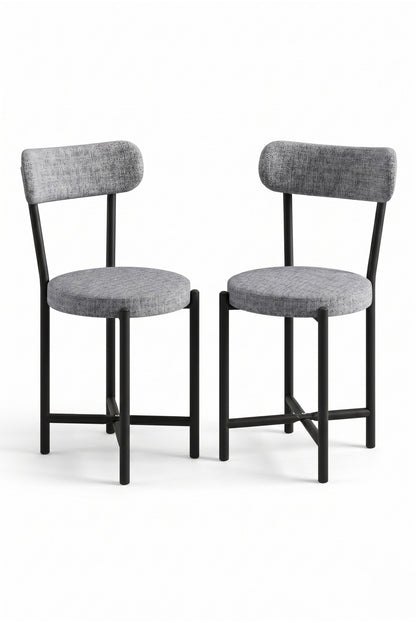 Sandalye 2 Adet Keten Kumaş Metal Ayak Modern Mutfak Sandalyesi Cafe Balkon Ofis Teddy