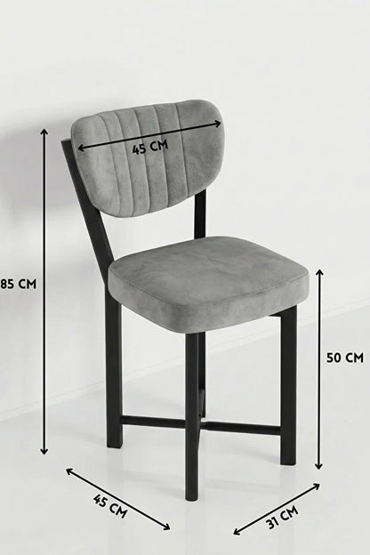 Sandalye 4 Adet Baby Face Kumaş Metal Ayak Modern Mutfak Sandalyesi Cafe Balkon Ofis Elma
