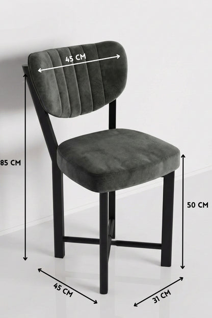 Sandalye 4 Adet Baby Face Kumaş Metal Ayak Modern Mutfak Sandalyesi Cafe Balkon Ofis Elma