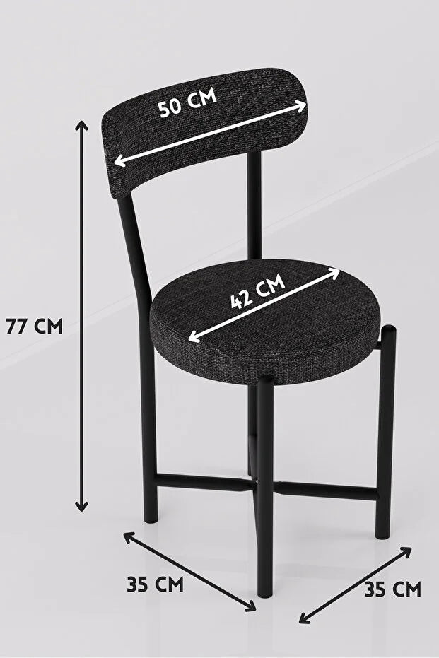 Sandalye 4 Adet Keten Kumaş Metal Ayak Modern Mutfak Sandalyesi Cafe Balkon Ofis Teddy