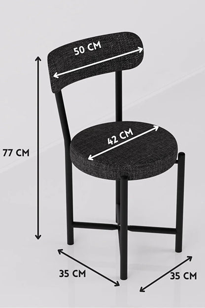 Sandalye 4 Adet Keten Kumaş Metal Ayak Modern Mutfak Sandalyesi Cafe Balkon Ofis Teddy