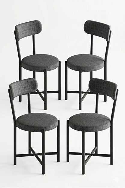 Sandalye 4 Adet Keten Kumaş Metal Ayak Modern Mutfak Sandalyesi Cafe Balkon Ofis Teddy