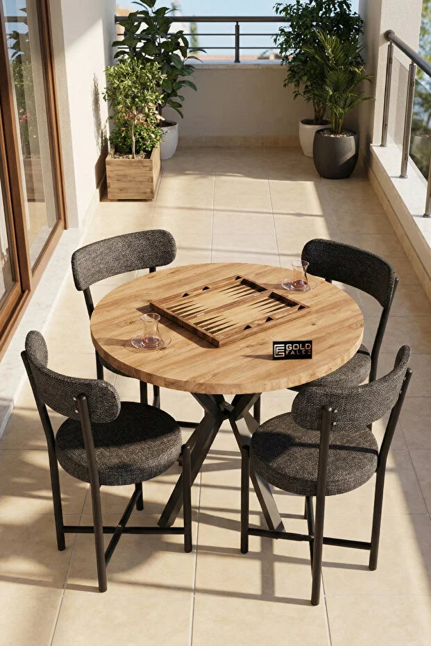 Sandalye 4 Adet Keten Kumaş Metal Ayak Modern Mutfak Sandalyesi Cafe Balkon Ofis Teddy